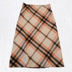 NWOT Chadwicks of Boston Wool-Blend Plaid A-Line Lined Midi Skirt - 12